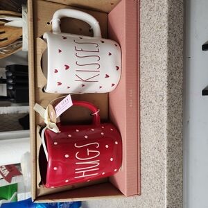 Rae Dunn Red and White Hugs & Kisses Mug Set